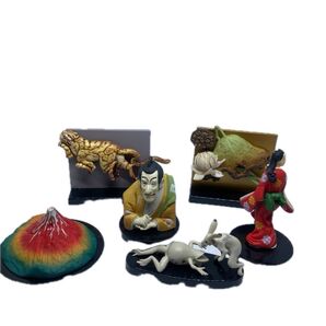 海洋堂カプセルQミュージアム日本切手立体図録4種+レリーフ2種(葛飾北斎浮世絵1種+若冲の花1種)6種まとめ売り※リーフレットなし