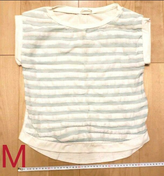 淡いボーダー Tシャツ トップス カットソー レディースM