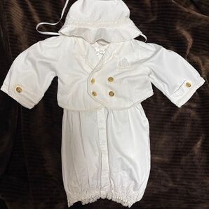 ベビーセレモニードレス お宮参り 退院着 帽子付き 白