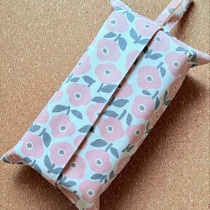 北欧風レトロ花柄×ピンク ボックスティッシュケース