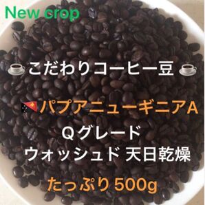 こだわりコーヒー豆 パプアニューギニアA Qグレード たっぷり500g 中深煎り 自家焙煎 ニュークロップ ウォッシュド