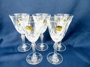 ▲cristal de flandre クリスタルフランドル ザルツブルグ ワイングラス 酒器 5客セット 未使用品 管理2011 L-10