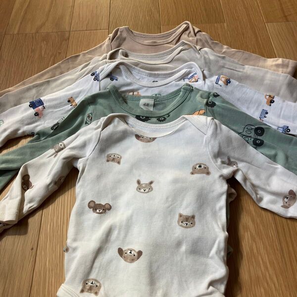 H&M 長袖ロンパース 70サイズ まとめて セット カバーオール 肌着 ベビー服 ボディスーツ