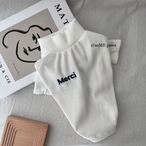 Merciロゴトップス 犬服 犬の服 ドッグウェア ホワイト 春夏秋冬