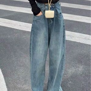 値段交渉◎SHEIN レトロ ハイウエスト ボタン フレア ストレート レディースジーンズ 19383103
