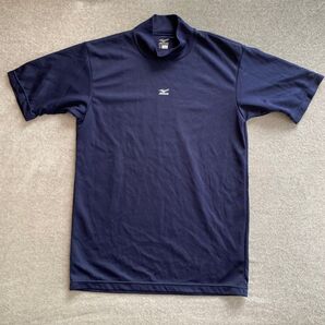 野球部の中高生 ミズノ ハイネック半袖アンダーシャツ L ネイビー スポーツウェア