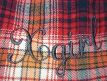 ◆ X-girl エックスガール ロング ネルシャツ ◆ チェック 赤系 ワンピース ロゴ刺繍 胸ポケット付き ◆ サイズ2 綿100％ ◆ USED ◆_画像5