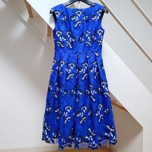 GRACE CONTINENTAL グレースコンチネンタル diagram ダイアグラム ブルー 刺繍 ワンピース ドレス 36