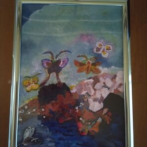 額縁入り 蝶々オディロンルドン 絵画 ア ート インテリア 壁掛け 作者 佐藤裕子