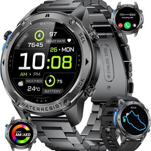 LIGE GPSスポーツスマートウォッチ、通話機能付きコンパス男性腕時計、170+スポーツモードフィットネストラッカー