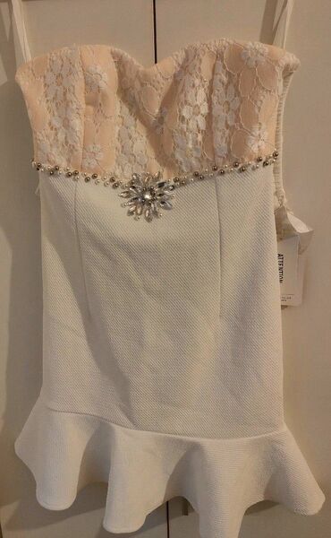 ドレス ワンピース キャバ ワンピ 透明ストラップ付 ビジュー M 未使用 タグ付き