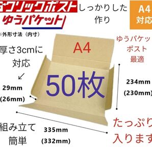 ※ゆうパケット最大サイズ ゆうパケットポストに最適なA4ダンボール箱 50枚
