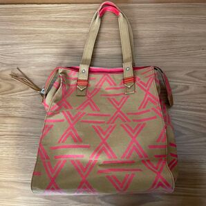 キャンバストートバッグ ピンク柄 大容量 カジュアル