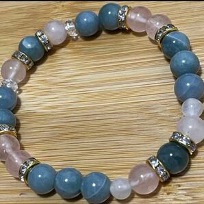 44. 翡翠、ローズクォーツ ブレスレット