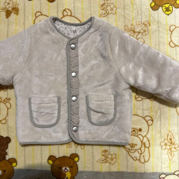 USED petit main 90サイズ リバーシブル 上着 ジャンパー ボア 花柄