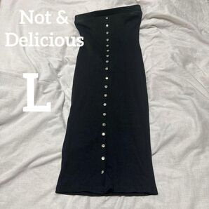 ★1点もの★Not&Delicious 【L】 ブラック ワンピース オシャレ ヴィンテージ シンプル お出かけ 着痩せ 輸入古着