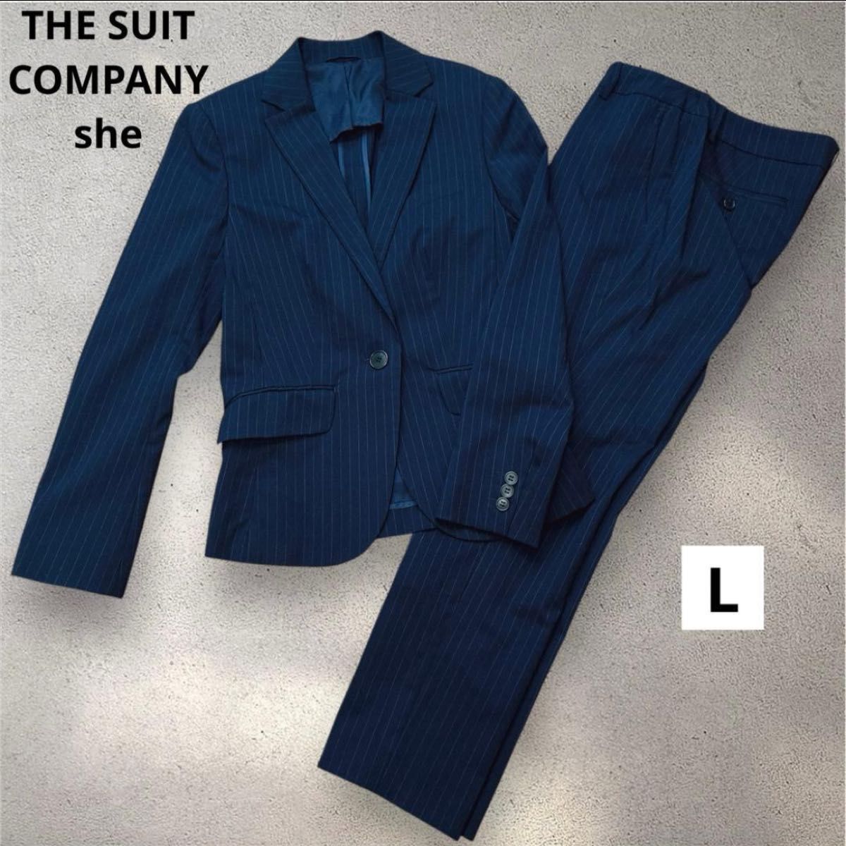 【美品】 THE SUIT COMPANY ザスーツカンパニー ジャケット パンツセット ストライプ ウォッシャブル L