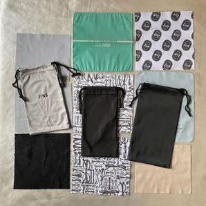 Zoff JINS 他 メガネ拭き メガネケース メガネ袋 ブラック グレー