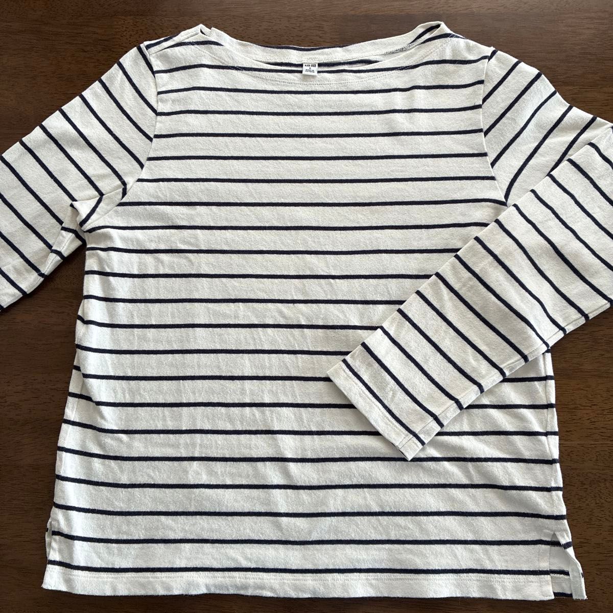 ユニクロ ボーダーカットソー 長袖綿100%白黒 S