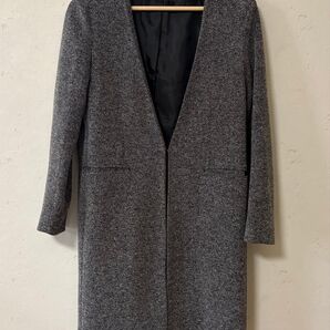 ユニバーサルランゲージ ノーカラーロングコート グレー系 サイズ9号