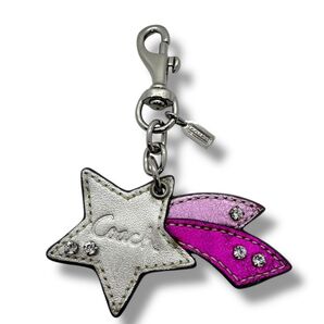 【美品】コーチ COACH バッグチャーム チャーム 星 流れ星 マルチカラー ピンク パープル シルバー レディース