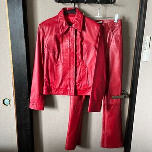 バーニーズニューヨーク 本革 レザージャケット&パンツ セットアップ 赤 レッド 椎名林檎