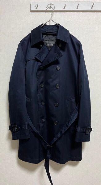 nano universe ナノユニバース トレンチコート ネイビー S 通勤もカジュアルも使い回し可能 ダブル