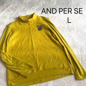 AND PER SE★モックネック長袖シャツ★ゴルフウェア★イエロー★L