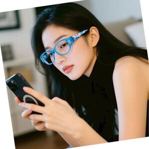 お値下げ中!老眼鏡 花柄 シニアグラス おしゃれ&ブルーライトカット +1.0 水色