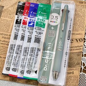 パイロット ドクターグリップ4+1 0.5mm リフィル 替え芯セット◆セージグリーン ボタニカルカラー 多機能ペン アクロボール