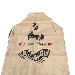 I Love Music ピアノ柄 エプロン 音符柄