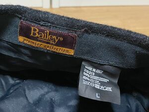 Bailey ベイリー ハンチング帽 L メンズ キャスケット帽 紳士 ベレー帽 ハンチング カシミア イタリア製 大きめサイズ チャコールグレー