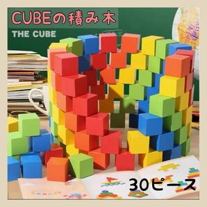 大人気! 木製 図形 キューブ つみき ブロック 知育 子供 算数 30