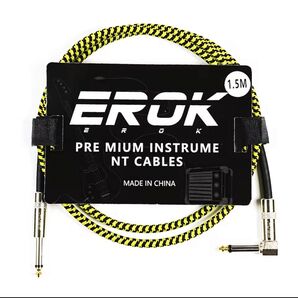 送料無料 新品 ギター シールド ギターケーブル 1.5M S-L プラグ 銅メッシュ ノイズキャンセル 高耐久ナイロン