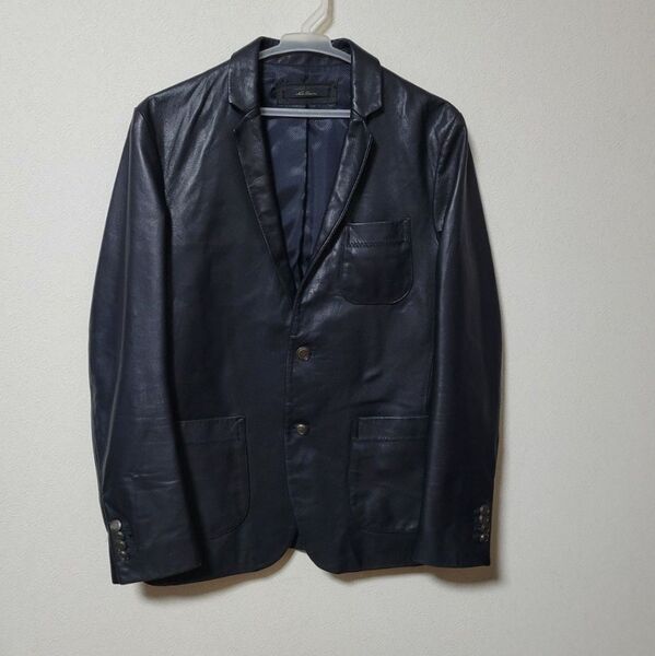 nano universe ナノユニバース レザーテーラードジャケット ゴートスキン 山羊革 黒色