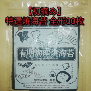 【初摘み】特選 有明産 高級焼き海苔 全形30枚(30枚×1袋)
