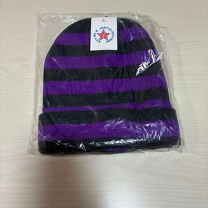 ニット帽 ボーダー パープル ブラック CRAFTED WITH PRIDE IN THE U.S.A.