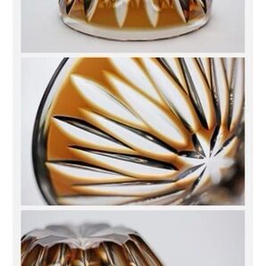 新品薩摩切子 猪口 桜島盃 富士 茶 ブラウン 刻印あり