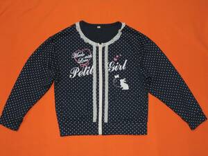 * English character print race line polka dot zipper attaching sweatshirt material navy long sleeve *130 centimeter *