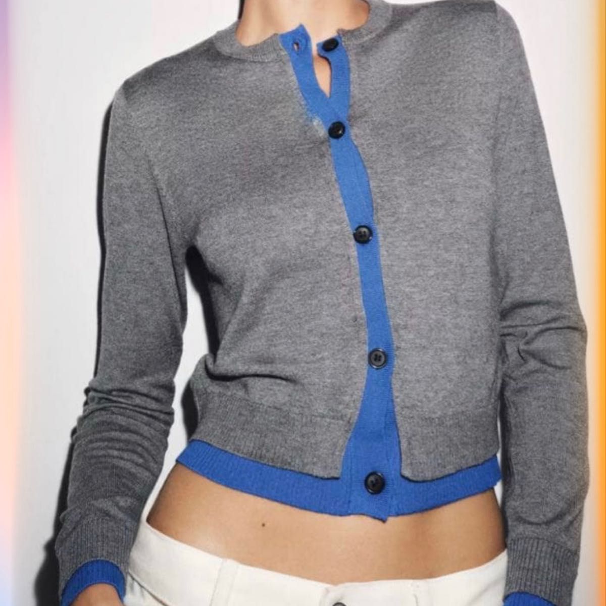 zara コンビニットカーディガン　S グレー