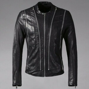 Дизайнерская куртка L простая дизайн кожаная куртка/кожаная джинсовая черная