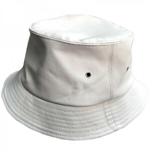  leather hat original leather sheep leather cow leather L size Fisherman hat unisex white 