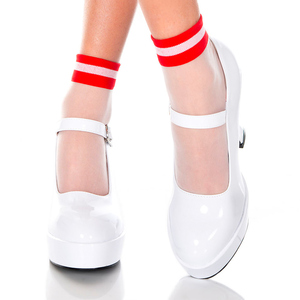 Music Legs stripe sia- ankle knee-high socks red 