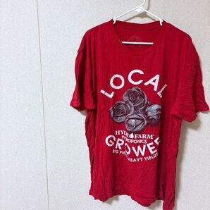 LOCAL GROVER 花柄 Tシャツ 赤 バラ メンズ レディース Tシャツ 半袖 赤 古着 アメカジ