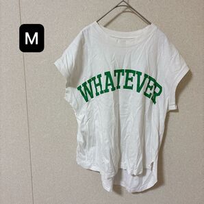 【M】Alma Design 英字 ノースリーブ Tシャツ ホワイト 白T Tシャツ グリーン 白 ロゴ M ホワイト