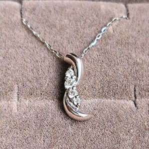 festaria VOYAGE 10K ホワイトゴールド ダイヤモンド4石 ネックレス 品質保証書付き