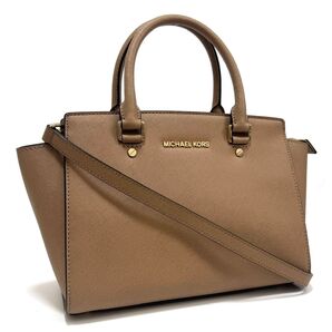マイケルコース 2way ハンドバッグ ショルダーバッグ 斜め掛け 鞄 ブラウン 茶 ゴールド レザー MICHAEL KORS