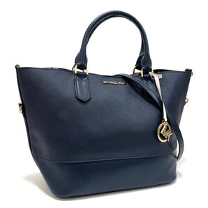 マイケルコース 2way ハンドバッグ ショルダーバッグ ビジネスバッグ 斜め掛け ネイビー 紺 レザー MICHAEL KORS