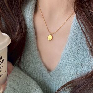 ネックレス コイン スネークチェーン サージカルステンレス 人気 新品 ゴールド