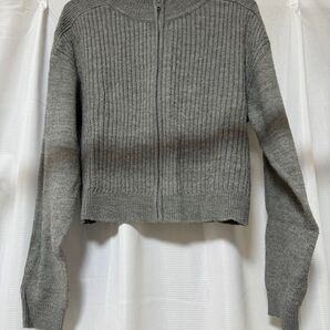 フルジップリブニット グレー